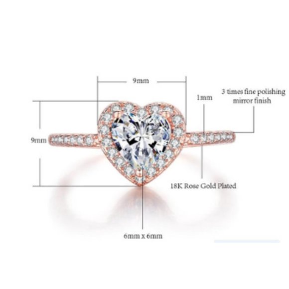 Heart Ring 18K Rose Gold Plated - Picture 5 of 10